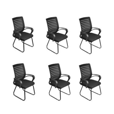 Imagem de Loft7 Home Decor, Kit 6 Cadeiras Office Escritório Base Fixa Viena, Preto