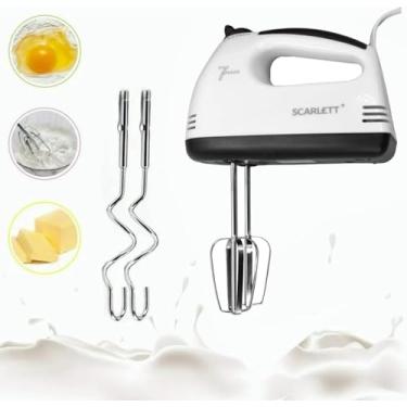 Imagem de Mini Batedeira Elétrica 110V 260W com 7 Velocidades | Batedores de Aço Inox para Massas, Bolos e Claras – Portátil, Compacta e Potente