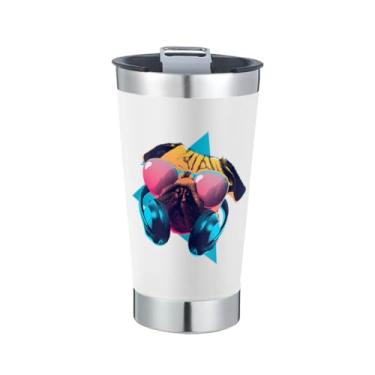 Imagem de Copo Térmico Pug Pop Dog Cachorro Com Tampa e Abridor Chopp Cor:Branco
