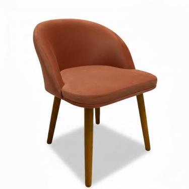 Imagem de Cadeira Pétala Slim Decorativa Tecido Veludo Pés Palito, TERRACOTA