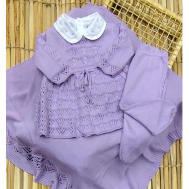 Imagem de Saída de Maternidade em Tricô Vestido Bebê - Samy Baby, Lilás
