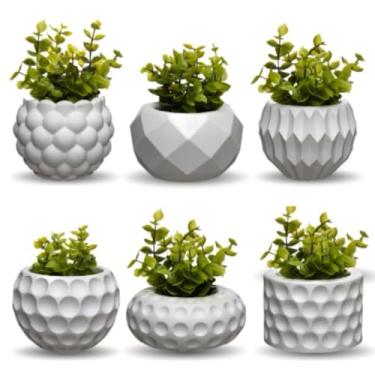 Imagem de Conjunto Decorativo com 6 Vasos + Planta Artificial Inclusa Ideal para Decoração de Sala, Quarto, Banheiro e Lavabo