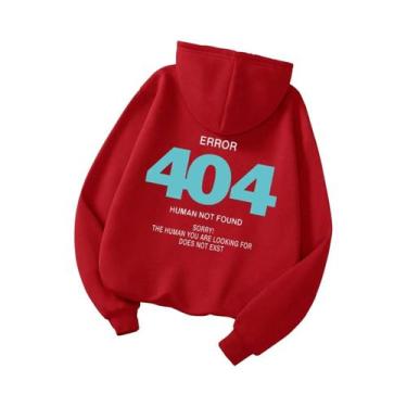 Imagem de Moletom Feminino Com Capuz De Fleece Error 404 Human Not Found S-XXL C