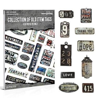 Imagem de Dwpetzo Livro de adesivos vintage para scrapbook, coleção de colagem antiga efêmera para suprimentos de diários de lixo, 20 folhas de adesivos Washi PET para diário, scrapbook, artes artesanais