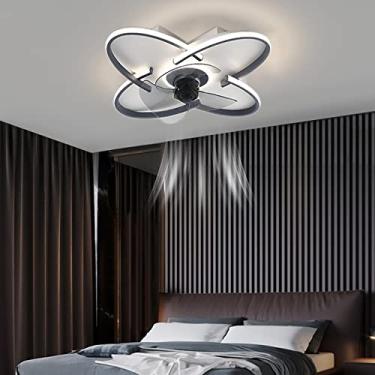 Imagem de Luzes de ventilador, ventiladores com luzes de teto silenciosas, ventilador de 3 velocidades com controle remoto e aplicativo, luzes ceilifan com temporizador para quarto, sala de jantar, ventilador