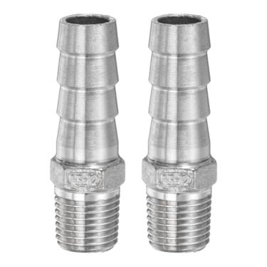 Imagem de HARFINGTON 2 peças de mangueira de aço inoxidável acessórios de farpa 0,5" (12 mm) farpado x g 1/10.2 cm encaixe de tubo macho mangueira de ar acessórios de farpa acoplador adaptador de conector de