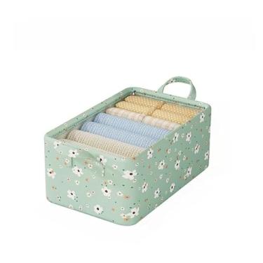 Imagem de Caixa Organizadora de Tecido com Estrutura de Aço - Multiuso para Roupas Íntimas, Calças e Armários(5pcs,Verde (sem capa))