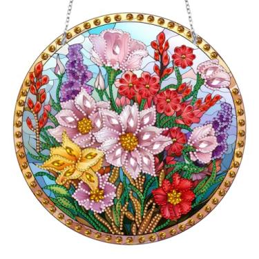 Imagem de C'eitura Kits de pingente de pendurar em formato redondo de flores coloridas DIY para decoração de casa, presente exclusivo para mulheres e adolescentes