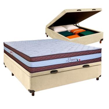 Imagem de Cama Box Bau + Colchão Casal Molas Ensacadas Legaccy Paropas