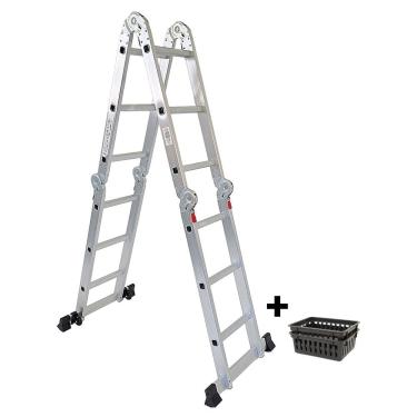 Imagem de Escada Articulada De Alumínio 12 Degraus + 2 Mini Cestos