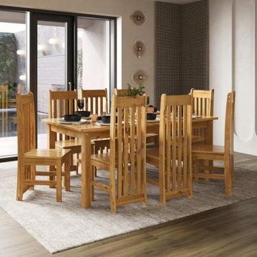 Imagem de Conjunto com Mesa de Jantar 180cm Retangular e 8 Cadeiras 100% Madeira