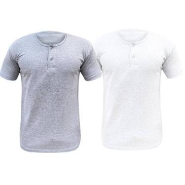 Imagem de Kit 2 Camiseta Henley Masculina Camisa Botões Gola Portuguesa Premium 