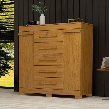 Imagem de Cômoda Diana 2 Portas 5 Gavetas 100% Mdf Cinamomo - Acp Móveis