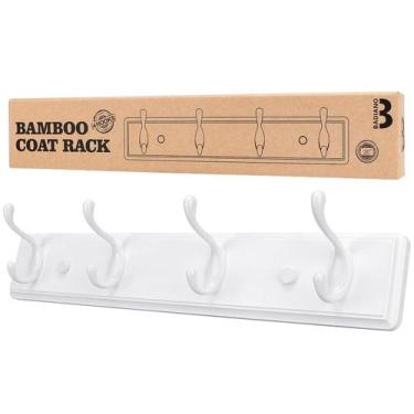 Imagem de Cabide de parede Badiano de madeira branco 48cm