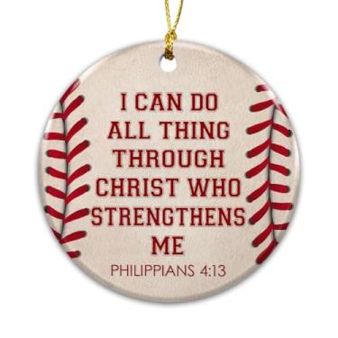 Imagem de Ninety-Seven | Enfeite de cerâmica de beisebol cristão, Filipenses 4:13