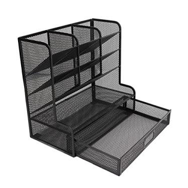 Imagem de ZJchao Organizador de Mesa de Malha, Suporte de Caneta para Mesa Acessórios de de Escritório 10,2 X 10,7 X 6,0 pol. Com Uma Gaveta Conveniente para Material de Escritório