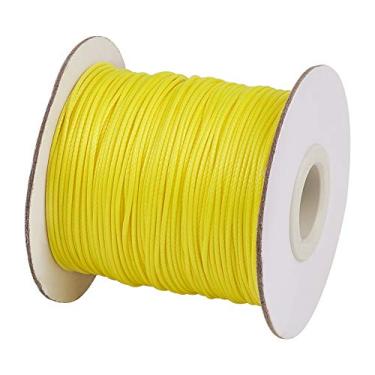 Imagem de Cordão de poliéster encerado coreano de 1 mm de 1 mm, fio de contas amarelas, cordas redondas para pulseira faça você mesmo, colar de macramê, fabricação de joias