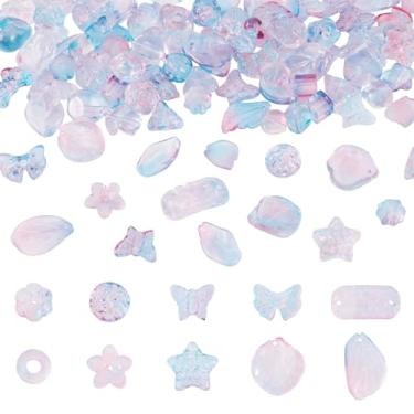Imagem de 125 g/saco, contas de vidro de cor gradiente, multiformas, folha, flor, borboleta, cristal transparente, contas espaçadoras soltas para pulseira faça você mesmo, colar, joias, chaveiro, enfeite