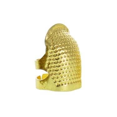 Imagem de 1 peça dedal de bronze vintage para costura, ajustável, protetor de dedo antiderrapante para bordado e acolchoado, acessório de costura, ouro-M