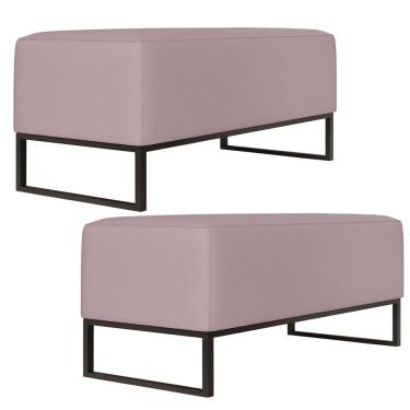 Imagem de Kit 02 Puffs Decorativo Para Sala de Estar Cléo W01 Base de Ferro 90 cm Suede Rosê - Lyam Decor