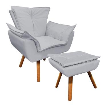 Imagem de Kit Poltrona Opala com Puff Pés Palito Castanho D´rossi