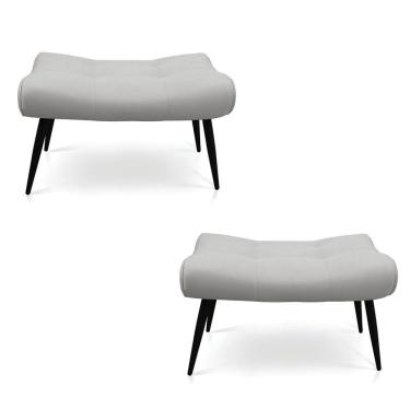 Imagem de Kit 02 Puffs Sher Suede Pés Palito De Ferro - D'rossi Cor Cinza