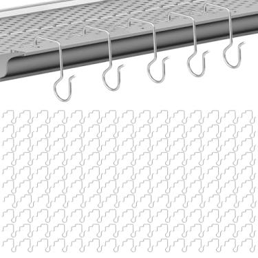 Imagem de ARCHCRTC 150 peças de ganchos de luz de Natal para guardas de calha de malha perfurada clipes de enfeite de luz de Natal ganchos de grade para decorações de Natal ao ar livre (150, prata)