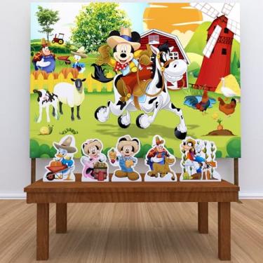 Imagem de Impakto Visual - Kit de Decoração Festa Infantil: Painel + Displays Fazendinha do Mickey para Sala de Estar