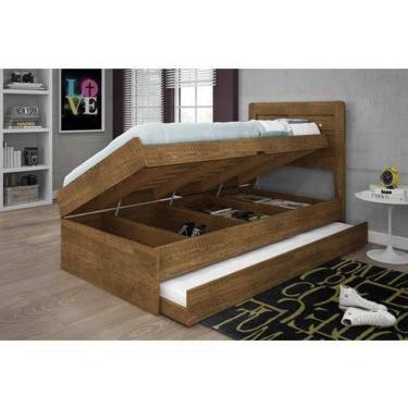 Imagem de Cama Solteiro Bau Larissa Com Cama Auxiliar Dani Malbec