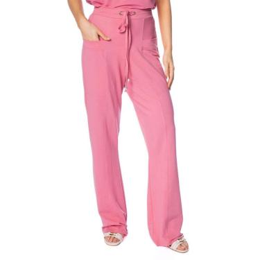 Imagem de Calça Feminina Giraffe Reta em Tecido Bolsos Quadrados Rosa-Feminino