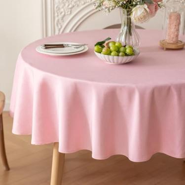 Imagem de Qidordour Toalha de mesa redonda, 122 cm de diâmetro, toalha de mesa de linho sintético, resistente à água, à prova de derramamento, capa de mesa de jantar de poliéster limpável para cozinha, café