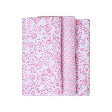 Imagem de Cueiro Composê Estampado, Papi Textil, Rosa, 80cmx50cm