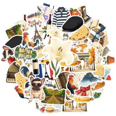 Imagem de 50 peças Cultura Francesa Comida Viagem Arquitetura Natureza Adesivos Cultura Francesa Adesivos Cênicos para Laptop Motocicleta Bagagem Telefone Mala Frigorífico Telefone Bagagem Laptop Guitarra Carro