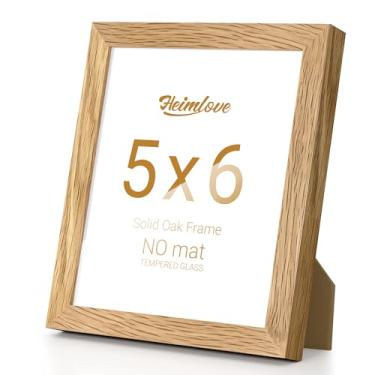 Imagem de Heimlove Porta-retrato 12 x 15 cm, madeira de carvalho, molduras de alta qualidade, 12 x 15 cm, para pendurar na parede ou mesa, 12 x 15 cm natural sem tapete, vidro temperado, kit de parede, cor de