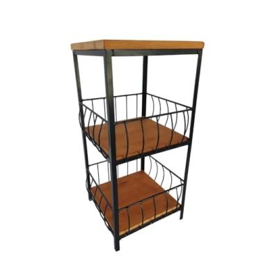 Imagem de Fruteira Artesanal Ferro e Madeira Com Suporte Para Filtro