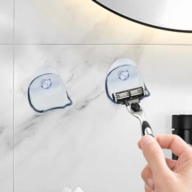 Imagem de Suporte autoadesivo para barbeador de chuveiro, pacote com 2, ganchos de ventosa potentes - Gancho de sucção removível e reutilizável à prova d'água, toalhas de terno, acessórios de banho, decorações