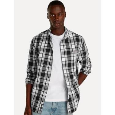 Imagem de Camisa Tommy Jeans Masculina Regular Poplin Xadrez Check Preta-Masculino