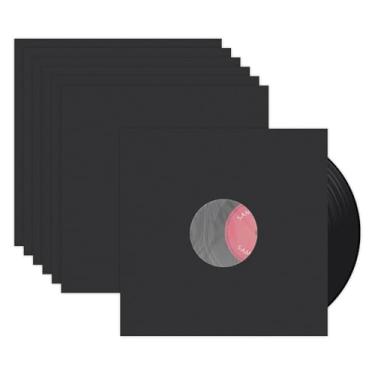 Imagem de sdroceRyaM Capas internas de papel para disco de vinil de 30,5 cm com filme PO - Capas de proteção de papel Kraft quadrado preto antiestático para vinil de disco LP de 30 cm 33 RPM - pacote com 10