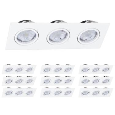 Imagem de Kit 25x Spot Embutir Triplo Face Plana Branco Quadrado LED Integrado 3000K 15W Bivolt