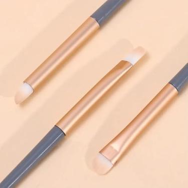 Imagem de 3 pincéis de sombra, multifunções, portátil, universal, delineador, bicho-da-seda, conjunto de pincéis de maquiagem, ferramentas de maquiagem (multicolorido, cinza)
