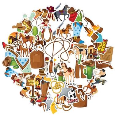 Imagem de 50 peças de adesivos engraçados de vaca rodeio ocidental adesivos de animais chapéu adesivo de PVC para telefone faça você mesmo, guitarra, notebook, mala de viagem, copo faça você mesmo, telefone