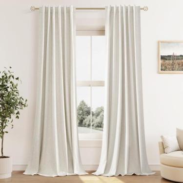 Imagem de Cortinas Guken Cream Linen Blackout 107 cm x 229 cm Sala de estar