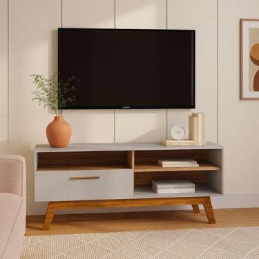 Imagem de Rack Aparador Bancada Com Prateleiras E Porta Compacto Retrô Para TV 5