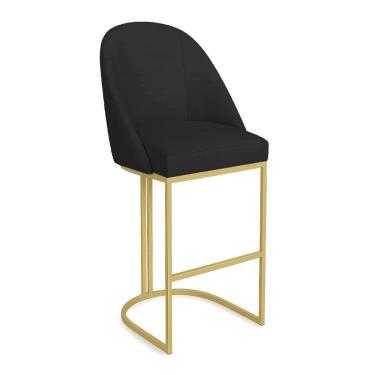 Imagem de Banqueta Alta Bela Suede Base Metálica Industrial Dourado - Pallazio Cor Preto