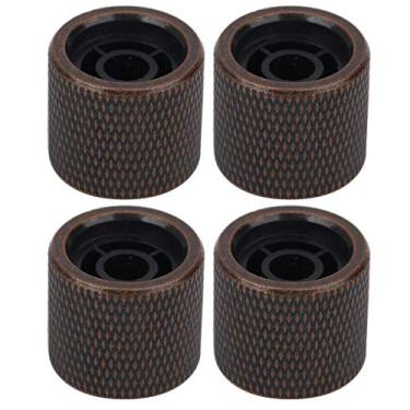 Imagem de RiToEasysports Metal Baixo Botão Cúpula Requintado Escudo Incrustado Tom Controle de Volume Peças Guitarra para Entusiastas da Guitarra 4pcspack (Latão Antigo)