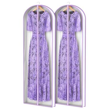 Imagem de Zilink Bolsas De Vestido Respiráveis Para Vestidos 72" Bolsas De Vestido De Noiva Transparentes Para Pendurar Roupas Com Reforço De 4" Para Vestidos Longos De Noite, Casaco De Pele, Bolsas De Roupa