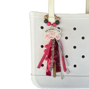 Imagem de Cute Oh Honey I am That Mimi Pingente de borla para bolsa Bogg Acessórios Mochila Bolsa de borracha Bolsa de praia acessórios para meninas adolescentes meninos mulheres