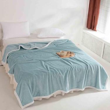 Imagem de Cobertor de lã com peso e mantas fofas femininas masculinas para lençol adulto cachecol longo duplo solteiro para sofá inverno grosso quente para dormitórios (verde, 200 x 230 cm)