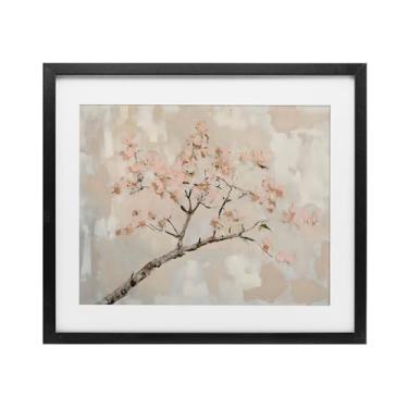 Imagem de Stupell Industries Impressão emoldurada branca de ramo de flores de cerejeira muted Under Glass, design de Franklyn Gregory, 43 x 53 cm