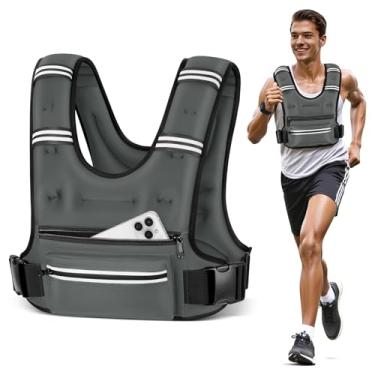 Imagem de Mieakvool Coletes ponderados para mulheres e homens, 8 12 16 9 kg colete ponderado com bolsos de armazenamento, colete de corrida com faixa refletiva, colete de peso com alças ajustáveis para corrida